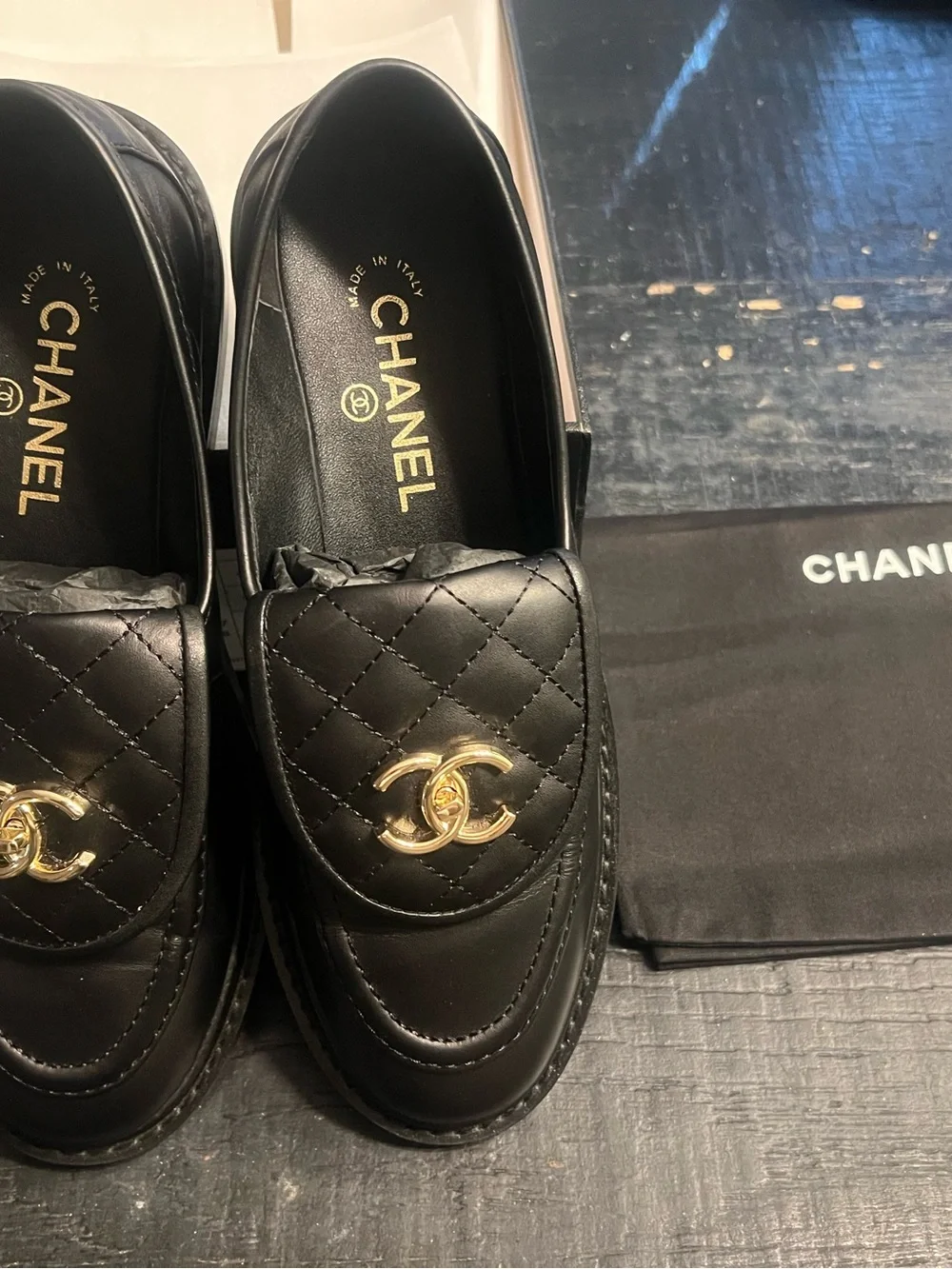 CHANEL Black and White Branded Dust Bag and Packaging